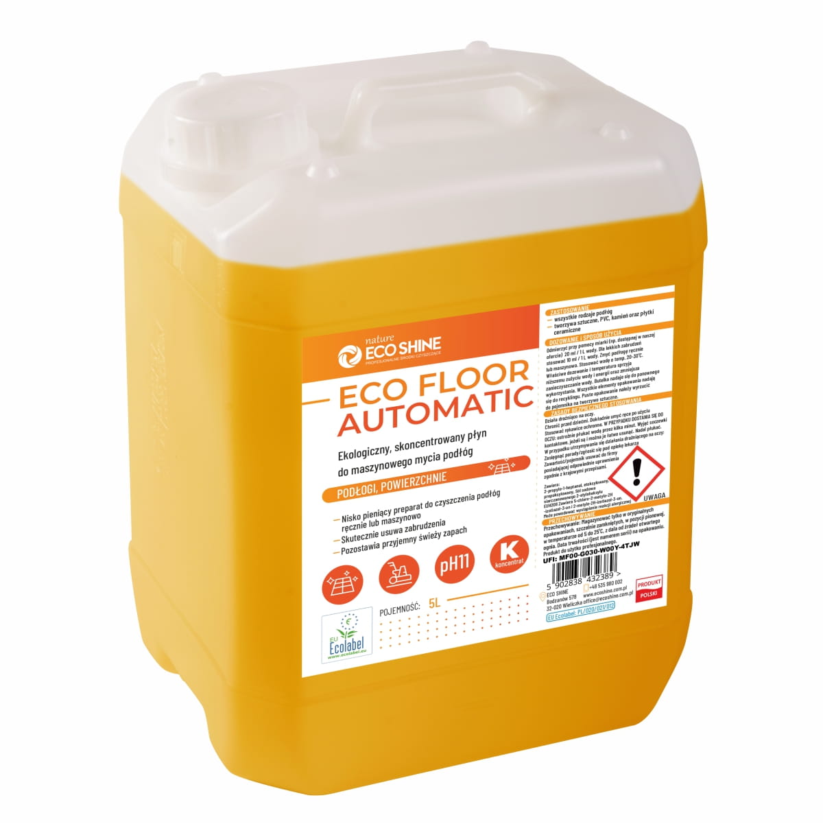 ECO FLOOR AUTOMATIC 5L - Ekologiczny, skoncentrowany płyn do maszynowego mycia podłóg.